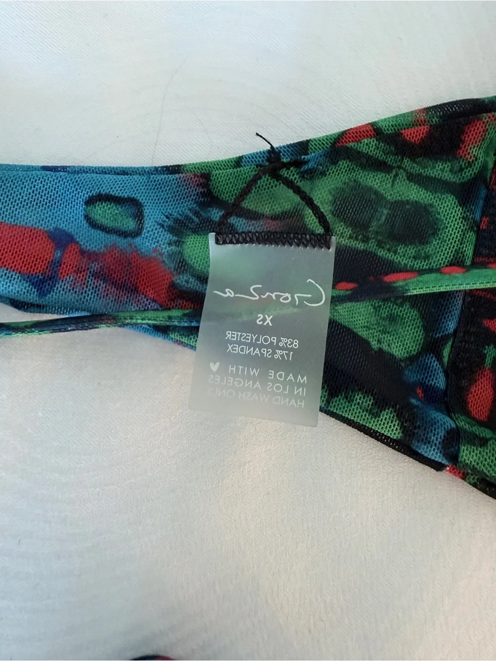 Gonza Multicolor Green Blue Red Tie-Side Bandeau Bikini Set - Picture 4 of 6